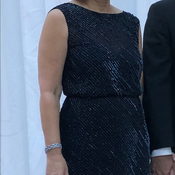 Max Mara navy beaded gown - Picture 1 of 10